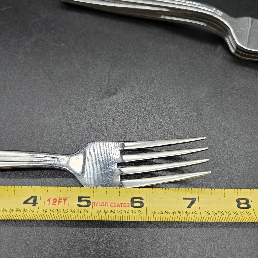 Oneida CIRCUIT Stainless Pierced Salad Forks Glossy Satin Accent 7 1/4